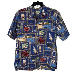 Paradise Bay X-Large Mens Hawaiian Shirt Button-Up Short Sleeves Pocket Slits